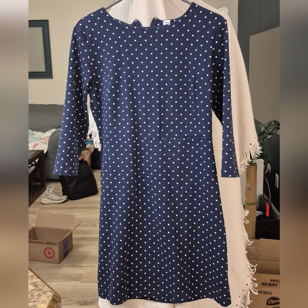 Navy Polka Dot Dress